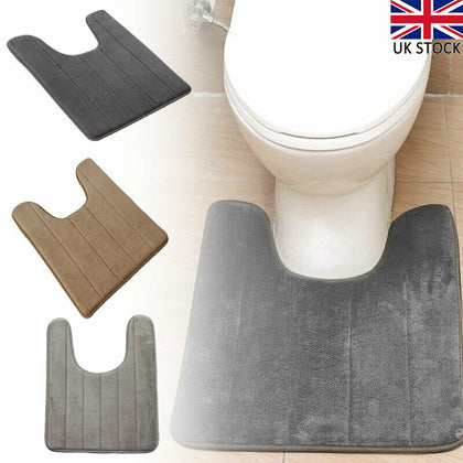 Memory Foam Anti Slip Toilet Floor Mat Washable Bath Pedestal Pad Rug Home Soft