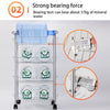 Silver 4-Tier Mesh Rolling Cart Basket Storage Rack Kitchen Serving Trolley Unit