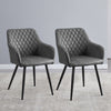 Set of 2 Dining Chairs Velvet Faux Leather Seat Modern Kitchen Chairs