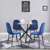 4x Blue Velvet Designed Dining Chairs Black Metal Legs Kitchen Dining Room Chair