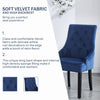 2pcs Blue Velvet Dining Chairs Button-Tufted Upholstered with Rivets Ring Pull