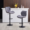 2x Grey Breakfast Bar Stools Velvet Swivel Gas Lift Chairs Kitchen Pub Chair New