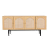 Large Wooden Sideboard Cabinet Storage Shelf with 4 Rattan Woven Doors Cupboard