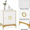 White Bedside Table Wooden Cabinet 1 Storage Drawer Gold Metal Handle Legs