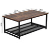 Coffee Table w/ Mesh Bottom Storage Wood Industrial Metal Side Table Livingroom