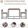 HOMCOM 3 Pcs Table Stool Set Dining Room Bar Modern Style Furniture Metal Frame