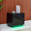2 Drawers LED Light Bedside Table Side Nightstand Storage Organiser High Gloss