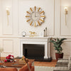 Large 60cm Round Mirror Clock Irregular Bevelled Sun Burst Mirrored Wall Clock