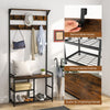 Coat Rack Stand 4-in-1 Industrial Shoe Bench Storage Shelf W/ 9 Removable Hooks