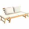 Outdoor Daybed Patio Convertible Couch Sofa Bed Wood Folding Chaise Lounge Bench