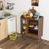 Wooden Storage Cabinet Industrial Buffet Sideboard with Wine Rack & Glass Holder