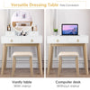 Dressing Table Vanity Set Modern Makeup Desk with Stool Adjustable LED Light