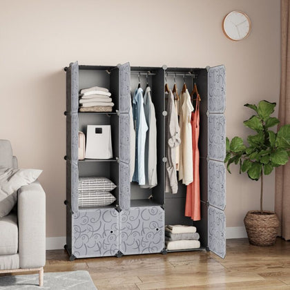 12 Cube Plastic Storage Wardrobe Clothes Organizer Cupboard Closet Cabinet DIY