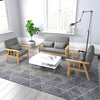 Wooden Armchair Sofa Couch Linen Solid w/ Cushion Lounge Living Room Dark Gray
