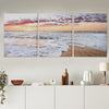 3PC Seascape Sunset Art Print Cream Orange Sky Beach Unframed Split Picture Deco