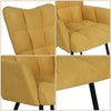 Linen Fabric Armchair with Stool, WingBack Lounge Accent Chair, Occasional Chair