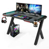 47" Gaming Desk Computer Table PC Laptop RGB LED Lights Racing Gamer Workstation