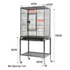 Large Metal Rolling Bird Parrot Cage Play Stand Budgie Canary Cockatiels Aviary