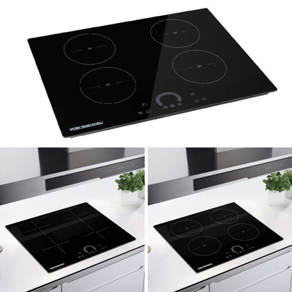 60cm Black 4 Zone Touch Control Electric Induction Hob Ceramic Cooker,Child Lock