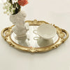 Oval Storage Tray Mirror Golden Glass Fruit Dessert Plate Makeup Jewelry Display