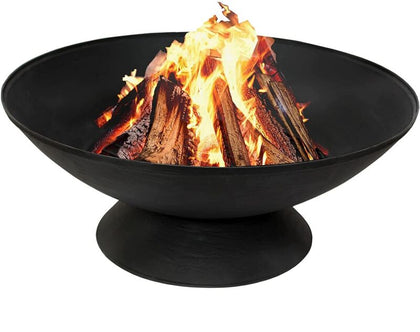 56cm Cast Iron Round Bowl Fire Pit - Outdoor Firepit for Garden and Patio Type B
