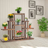 6-Tier Wooden Plant Stand 9 Pots Flower Display Shelf Indoor Outdoor Decoration