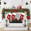 Pre-Lit Decorated Christmas Garland with Lights Red Ball Xmas Festival Tree 2.7M