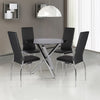 Kitchen Dining Table Chairs Modern Leisure Black Glass Unit Bar Metal Legs BPZH9