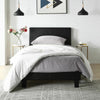 Upholstered Bed Frame PU Headboard Double/Single Size Bed Platform in Black