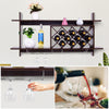 Wall-Mounted Wine Rack Wooden Wine Bottle Holder for 10 Bottles 6 Wine Glasses
