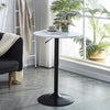 60cm Black Metal Base White Round MDF Top Bar Table Pub Table Height Adjustable