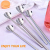 6Pcs Spoon Straws Milkshake Smoothie Drinks Cocktail Stirrers Stainless Steel