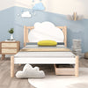 Wooden Bed Frame 3ft Single Size Kids Bed with 2 Storage Drawers Cloud Headboard