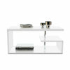Modern High Gloss White Coffee Table Rectangle Side Table LED Lights