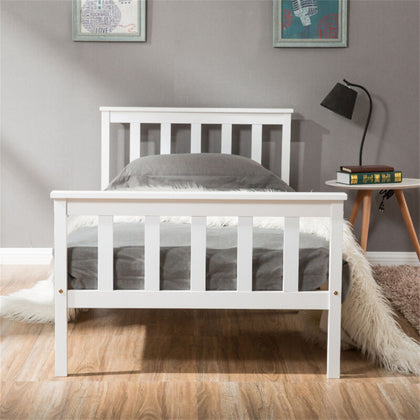 3FT White Bed Frame Kids Bed Single Size Storage Bed Solid Pine Wood Bed NS