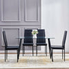 2Pcs Black Faux Leather Dining Chairs Kitchen Dinning Room Metal Leg Padded Seat