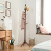 Beech Wooden Standing Coat Rack 8 Hooks Wood Tree Stand Coat Hat Handbag Rack