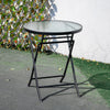 Indoor Outdoor Portable Garden Patio Bistro Dining Table Folding Glass Top Table