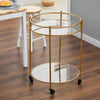 LARGE Glass Drinks Trolley Dining Drink Serving Bar Cart Wine Rack Metal Framed