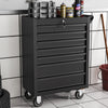 Black Steel Tool Trolley Cabinet with Wheels Workshop Storage Chest Carrier Cart