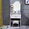 Modern White Dressing Table Set Makeup Vanity Desk With Stool Mirror &Drawer