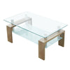 Tempered Glass Coffee Table Shelf Rectangle Livingroom Wood effect Legs