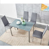 105cm 120cm Glass Dining Table and 4 /6 Padded Chairs Set Home Kitchen Furniture