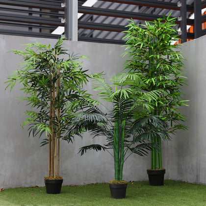 Large Artificial Bamboo Green Tree outdoor Tall Plant in Pot Home Office Decor