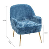 Blue Crushed Velvet Tub Armchair Wingback Sofa Accent Chairs With Golden Legs UK