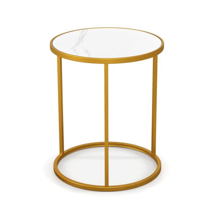 Marble Top Sofa Side Table Modern Round End Table Compact Coffee Table