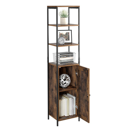 Tall Bathroom Cabinet Slim Storage Cupboard 166cm Floor Storage Shelf with Door