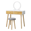 Scandinavian 2 Drawer Dressing Table Set Vanity Makeup Desk Stool Mirror Bedroom