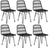 7 Piece Garden Dining Set Black Poly Rattan Q2Q2