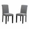 Set of 2 Dining Room Gray Dining Chairs High Back Fabric Upholstered with Rivets
